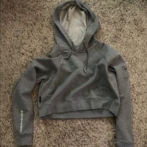 Flag Nor Fail Crop Gray Hooded Sweatshirt